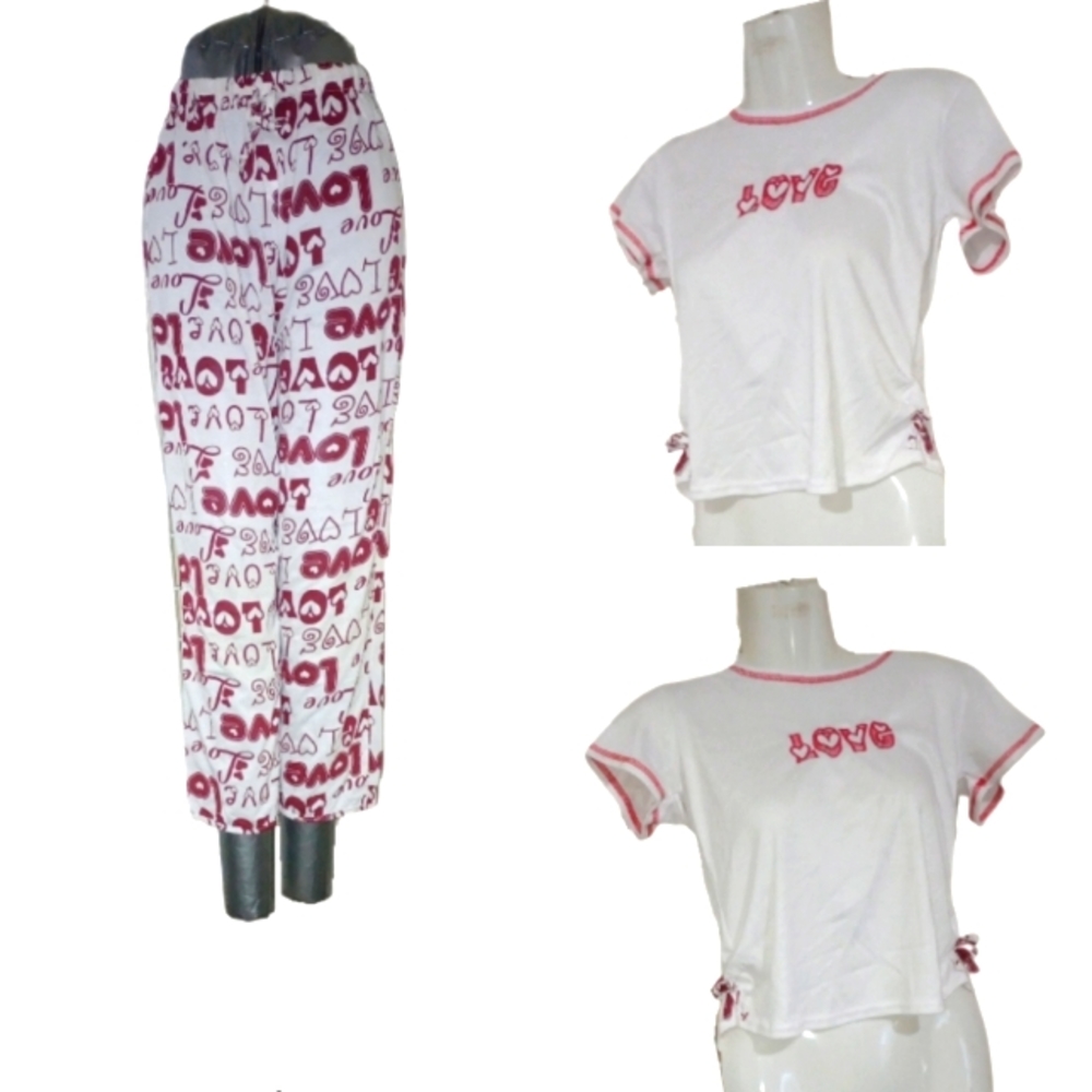 Red and white pajama set